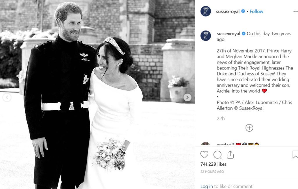 Ducii de Sussex mesaj emoționat pe Instagram cu ocazia aniversării a doi anui de când și-au anunțat logodna