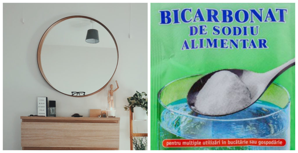 Trucul simplu cu bicarbonat de sodiu pentru curățat geamuri și oglinzi. Efectul este uimitor