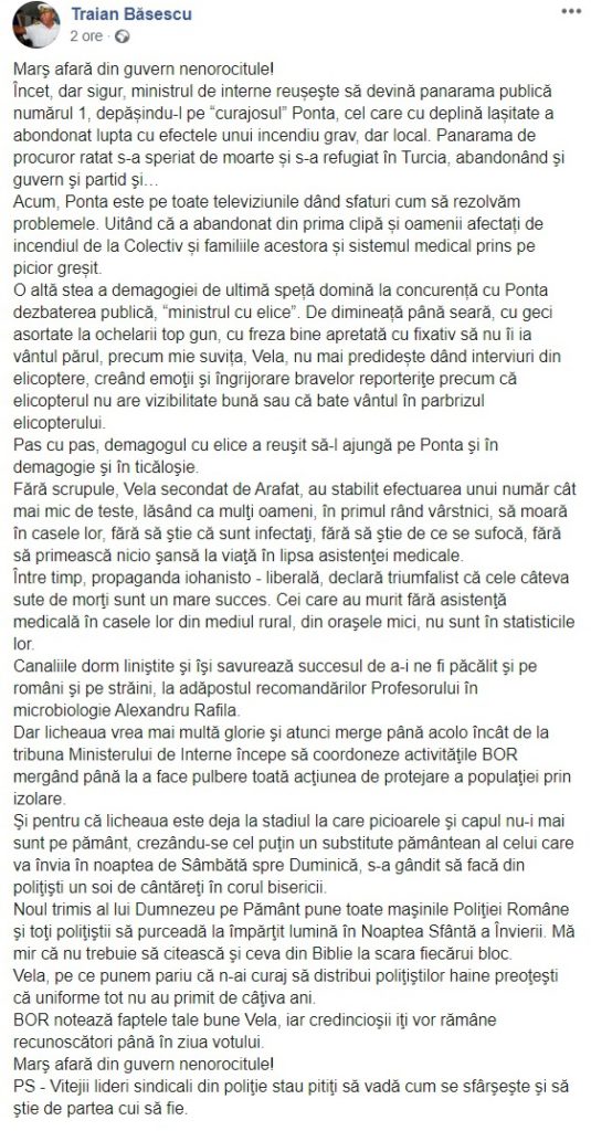 Traian Băsescu, reacție total necontrolată! Ce a spus fostul președinte despre Marcel Vela, după anunțul acordului MAI-BOR