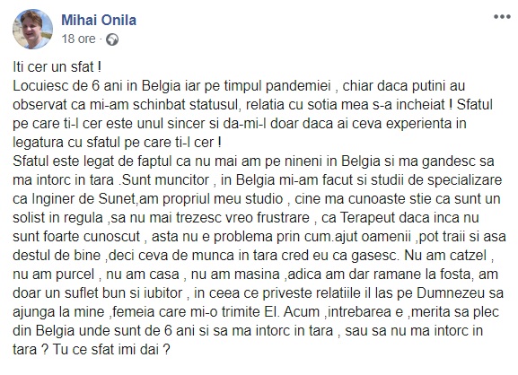 Lovitură grea pentru Mihai Onilă! Mesaj șocant despre căsnicia lui, la 4 ani de când și-a pierdut copilul