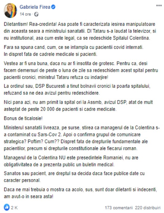 Primarul General, mesaj acuzator pentru Nelu Tătaru Foto - Facebook
