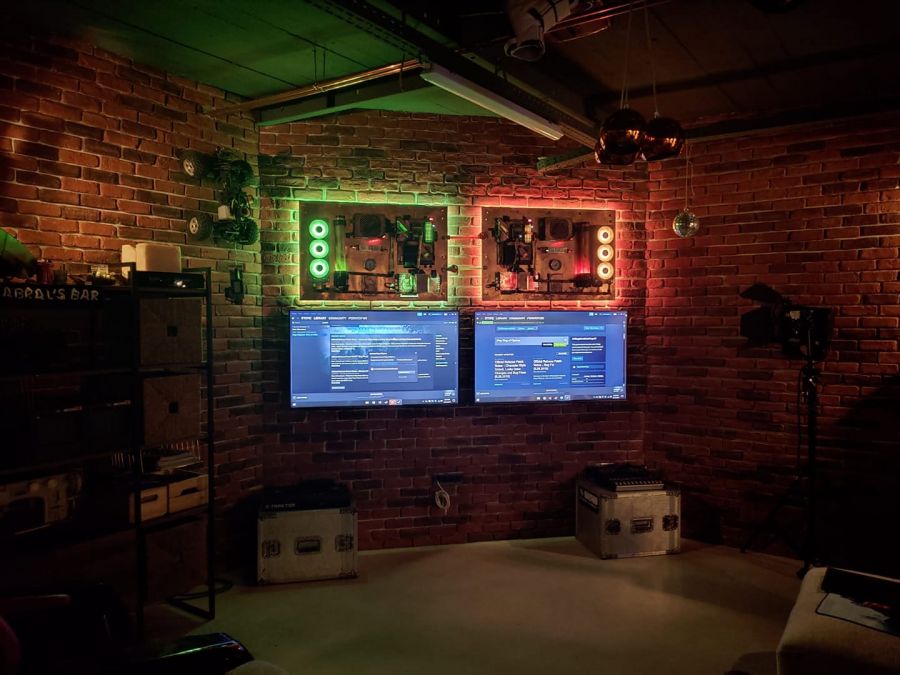 Colțul de gaming din subsolul casei familiei Ibacka foto - Instagram