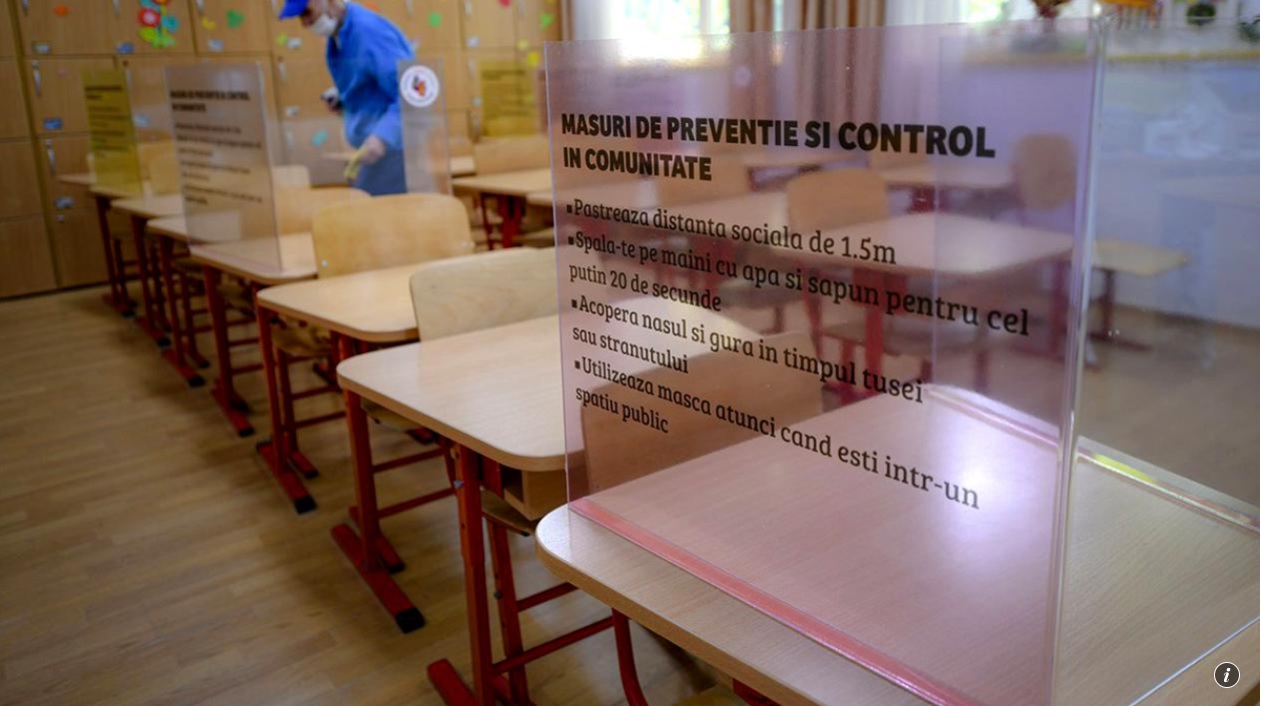 Imaginea anului în România? Cum arată panourile despărțitoare între elevi la o școală din București