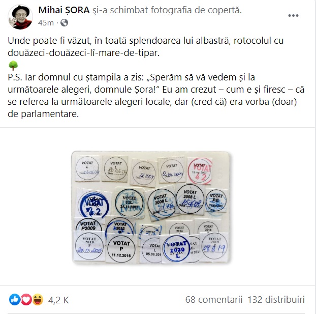 Alegeri locale 2020. Mesajul pe care l-a transmis Mihai Sora, în vârstă de 103 de ani, în ziua votuluiAlegeri locale 2020. Mesajul pe care l-a transmis Mihai Sora, în vârstă de 103 de ani, în ziua votului