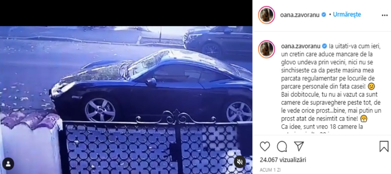 Oana Zăvoranu a surprins pe camerele video momentul în care i-a fost lovită mașina