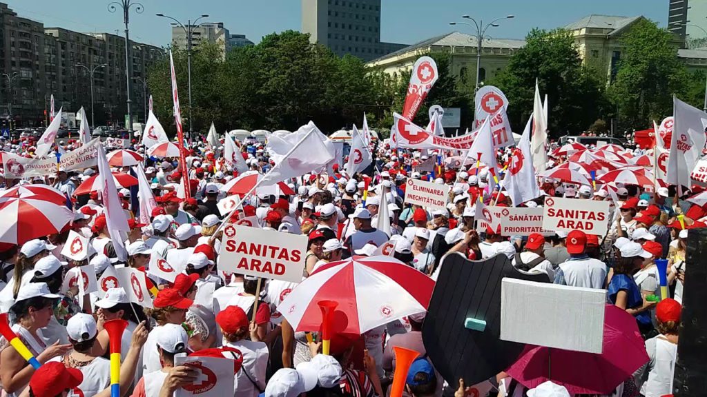 Protest al cadrelor medicale în Capitală: „E vorba de colegii din spital care nu mai pot, au obosit, sunt bolnavi”