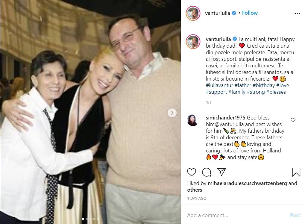 Ce mesaj i-a transmis Iulia Vântur tatălui său, de ziua lui