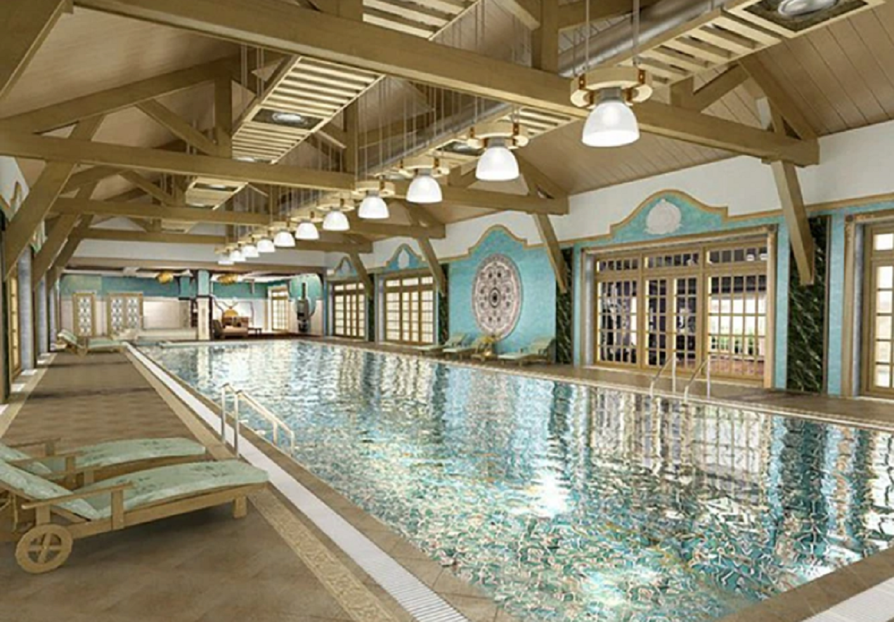 Una din vilele luxoase ale lui Putin are o piscina interioara pavata cu dale de aur