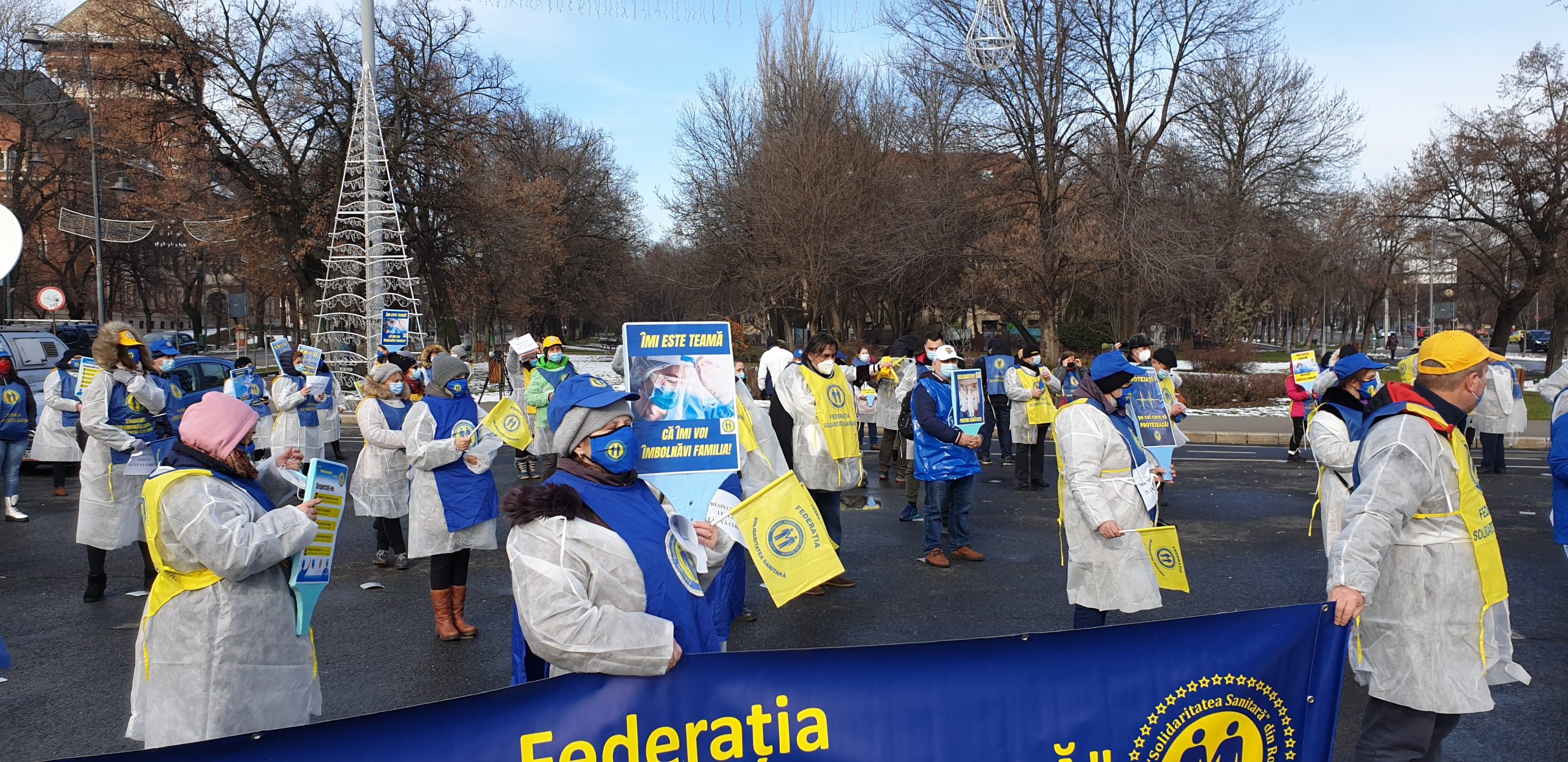 Proteste ale Federatiei Solidaritatea Sanitara in fata Guvernului si in fata prefecturilor din tara