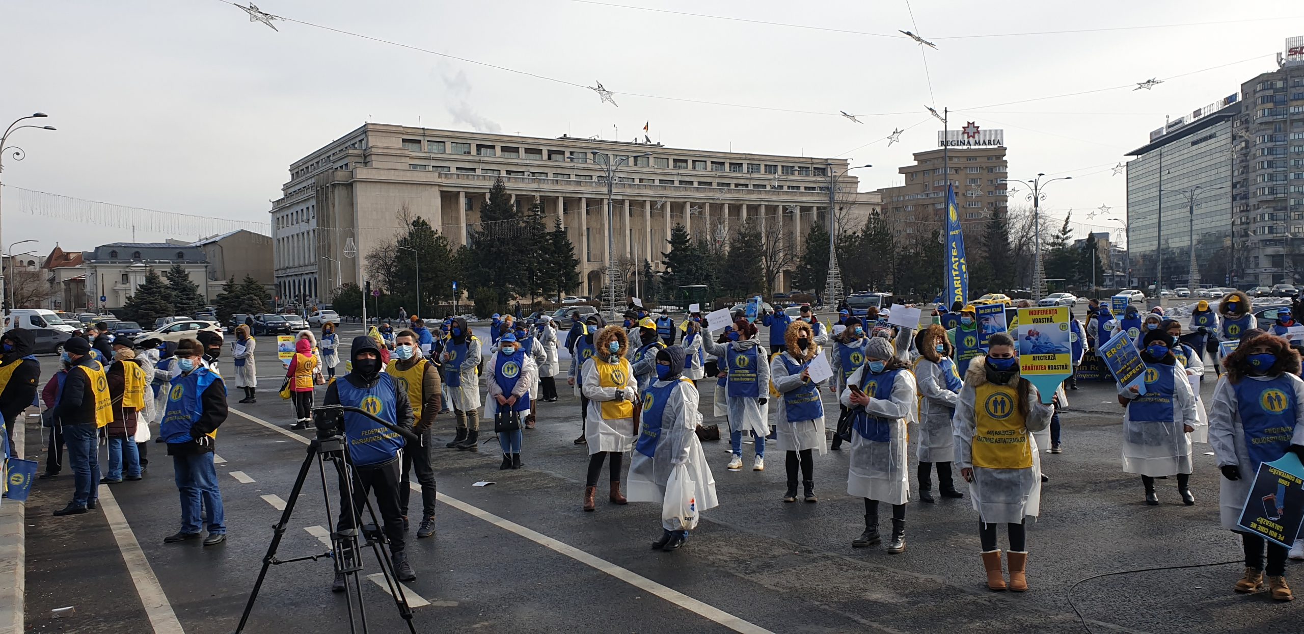 Proteste ale Federatiei Solidaritatea Sanitara in fata Guvernului si in fata prefecturilor din tara