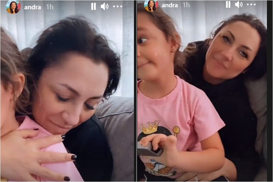 Andra a fost filmată de Cătălin Măruță, stând pe canapea în timp ce butonează telefonul