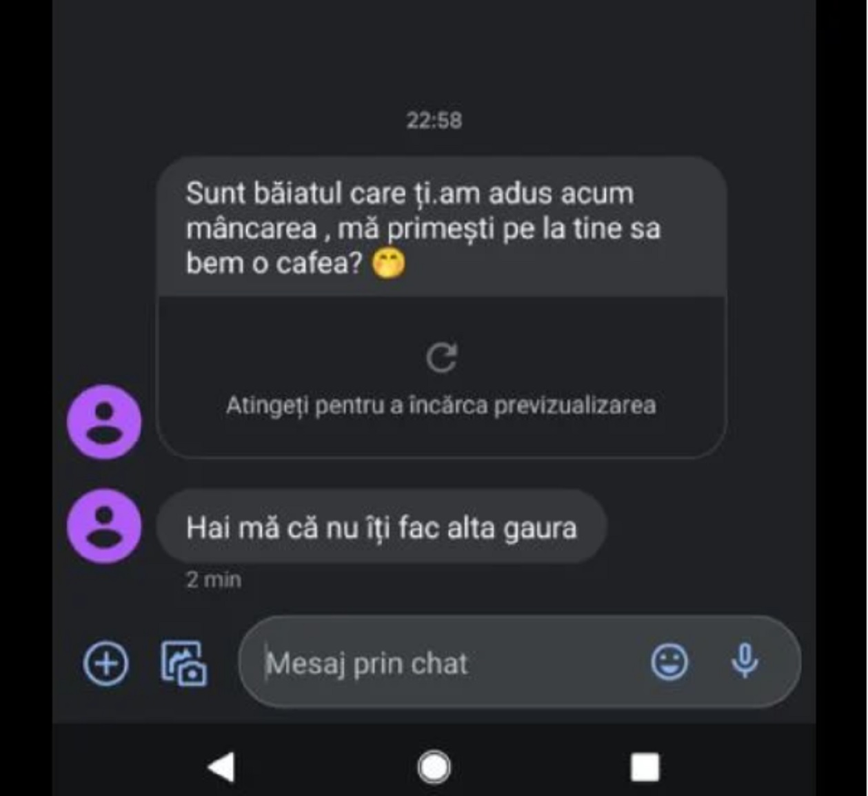 Ce mesaje i-a trimis curierul femeii pe care a incercat sa o hartuiasca