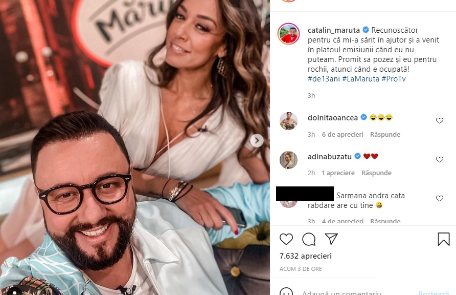 Vedeta din Romania care l-a ajutat pe Catalin Maruta sa revina mai repede la TV. A facut marturisirea, desi probabil ca l-a auzit si Andra