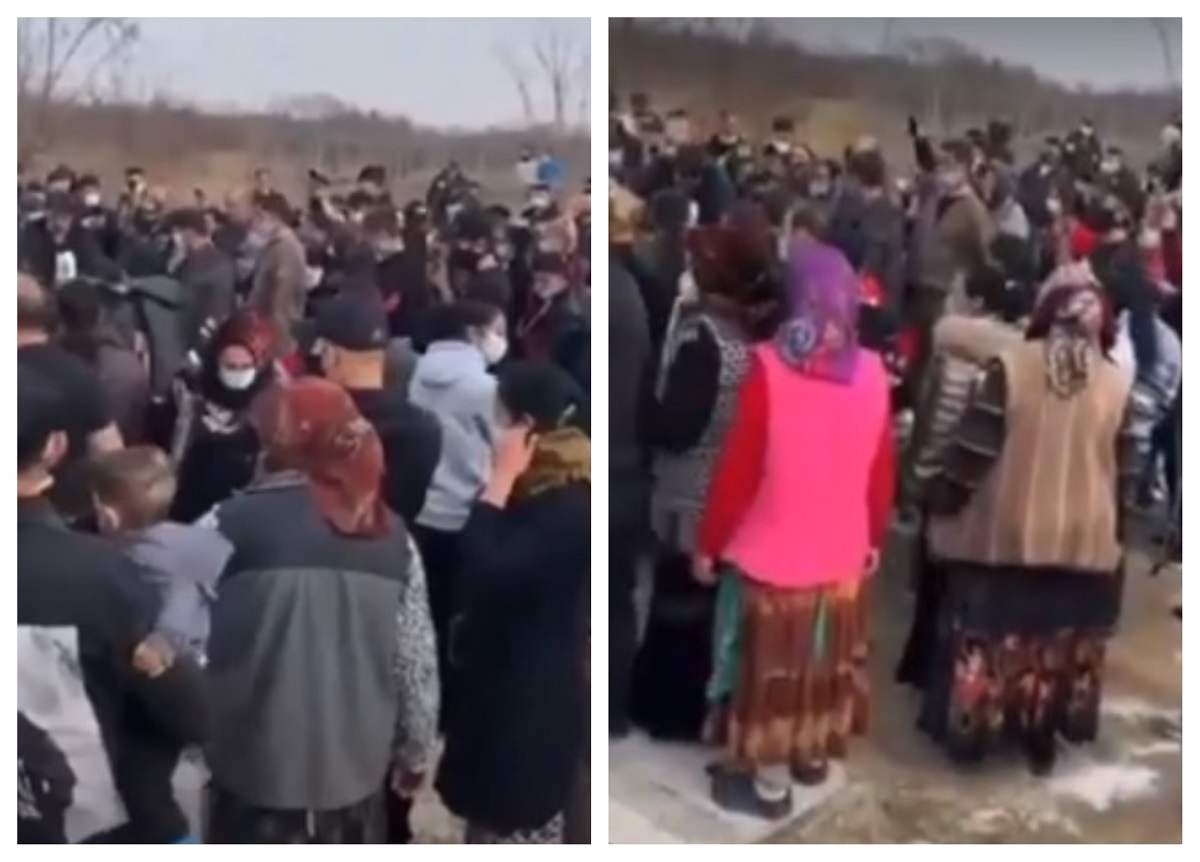 Lautari si sute de persoane adunate la inmormantarea unui tanar ucis de covid-19. Politistii nu au intervenit