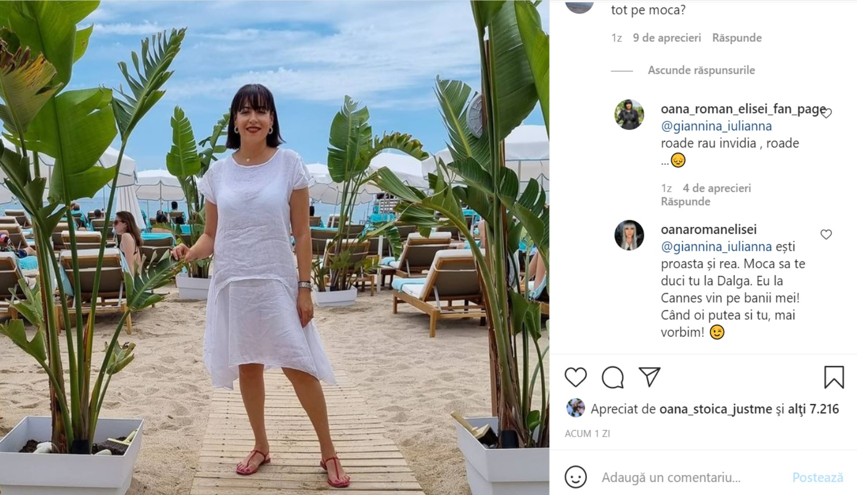 Oana Roman, schimb de replici cu internauții