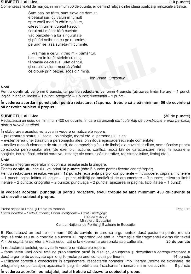 Subiecte Română BAC 2021. Ce a picat la profilul uman