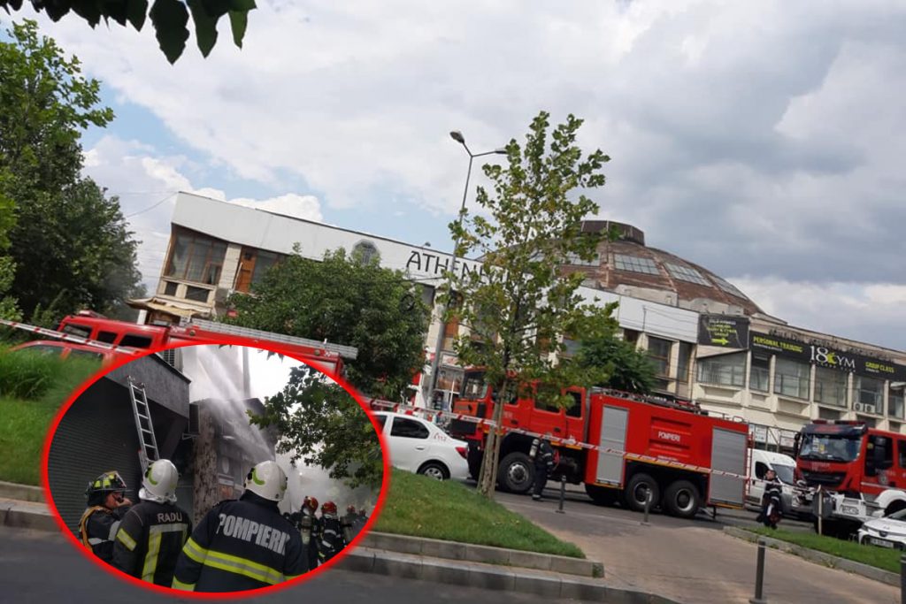 Incendiu puternic în Piaţa Delfinului din Bucureşti. Zeci de persoane au fost evacuate