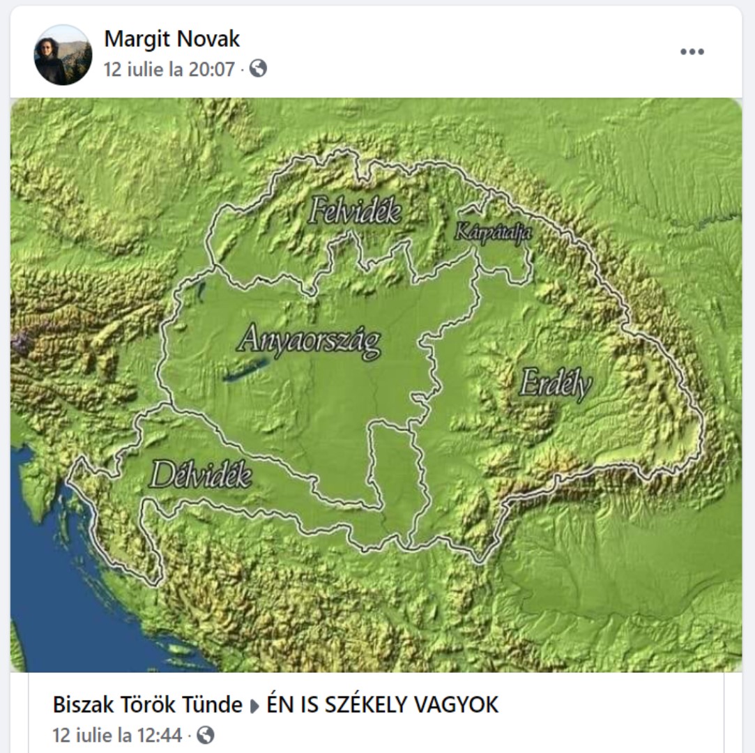 Mama ministrului Eduard Novak, postări cu harta Ungariei Mari pe facebook