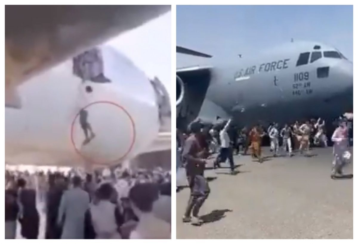 Imagini dureroase de pe aeroportul din Kabul. Oamenii se agata de avioane pentru a fugi din Afganistan