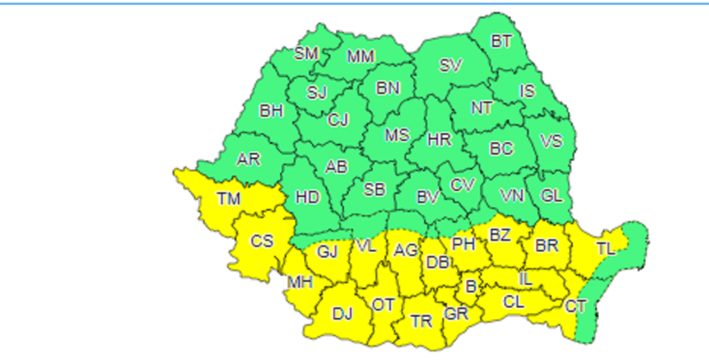 Unde este valabila avertizarea de cod galben de canicula