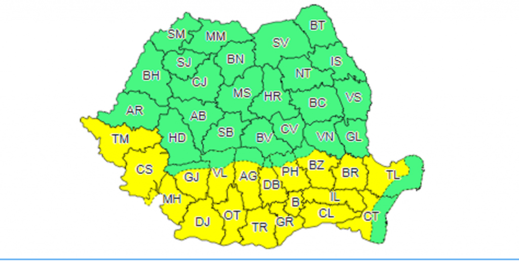 Unde este cod galben de canicula