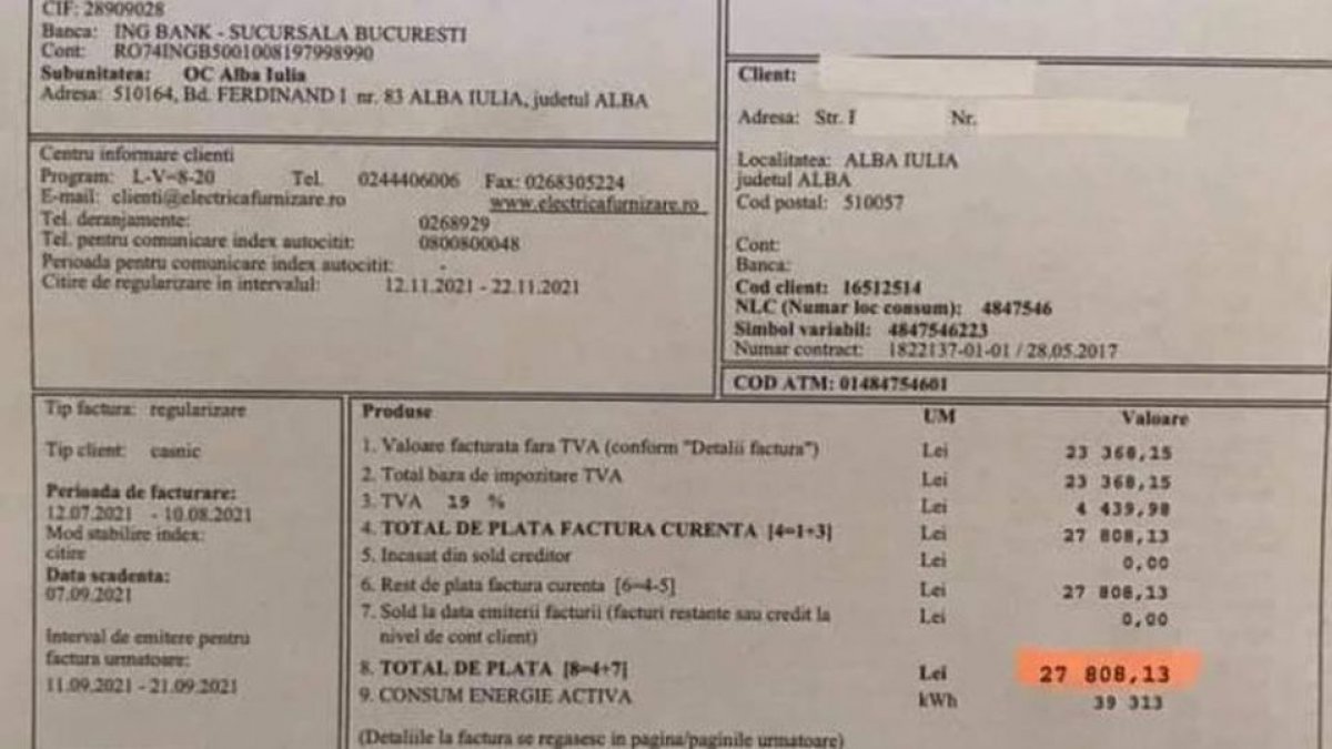 Membrii unei familii din Alba au trait socul vietii lor cand au vazut factura la curent. Suma uriasa pe care o au de plata