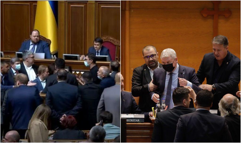Nu doar în România se iau parlamentarii cu forța de la tribună. Colegii ucraineni au fost ceva mai violenți