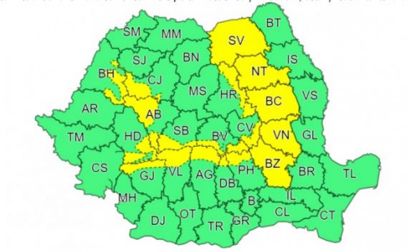 Meteorologii au emis avertizare de vreme rea
