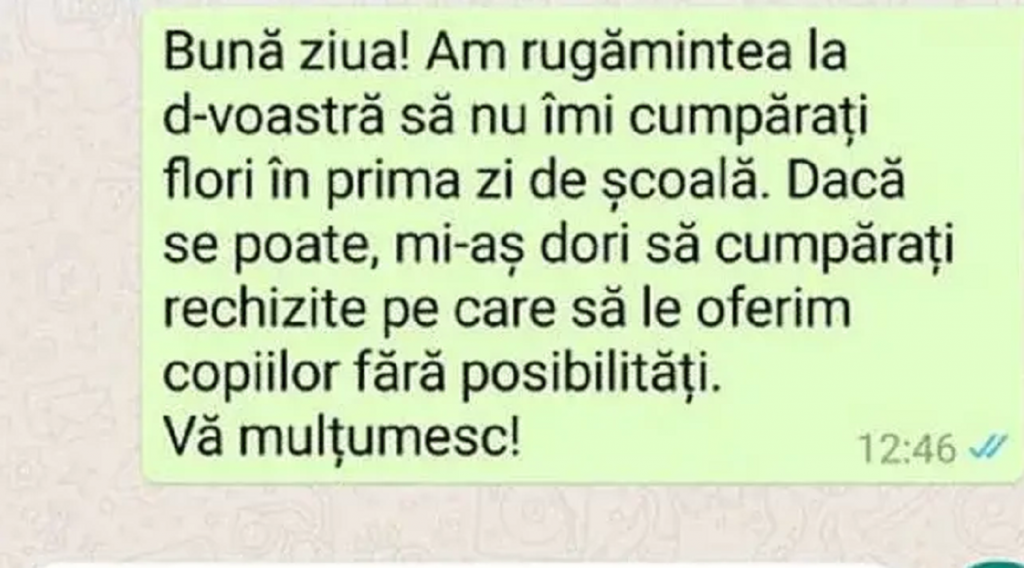 Mesajul profesoarei