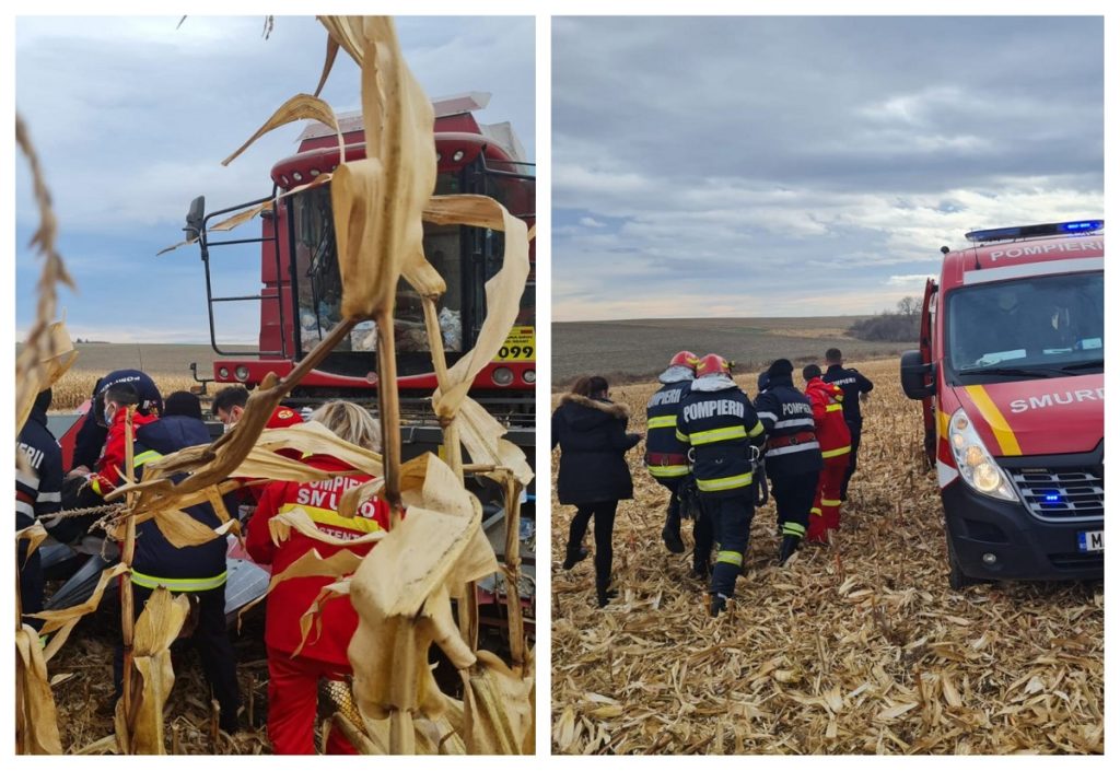 Incident îngrozitor în Neamț. Un bărbat a rămas fără picioare după ce a fost prins într-un utilaj agricol