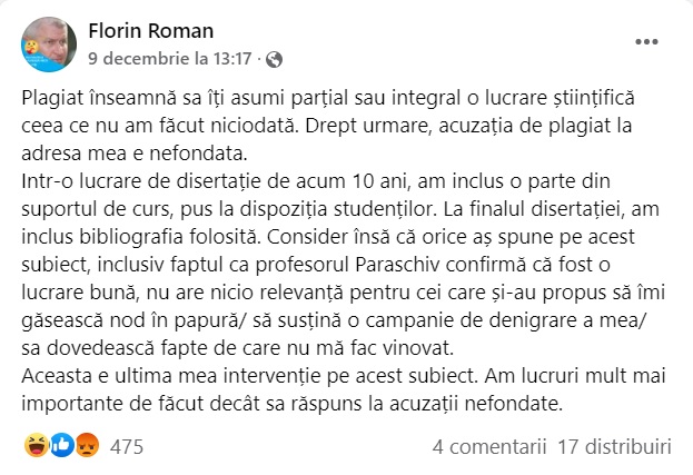 Nicolae Ciucă nu-l va demite pe Florin Roman după scandalul de plagiat. Cum se justifică premierul