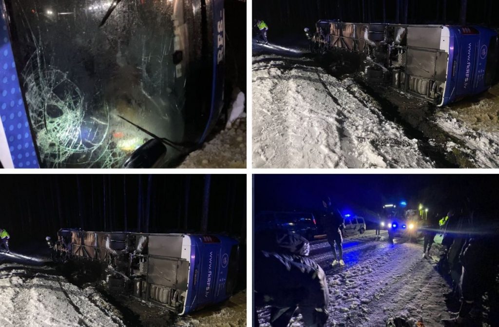 Accident cumplit în care a fost implicată campioana Letoniei. Autocarul a căzut în șanț