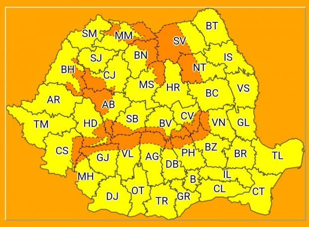 Cod portocaliu de ninsori si viscol