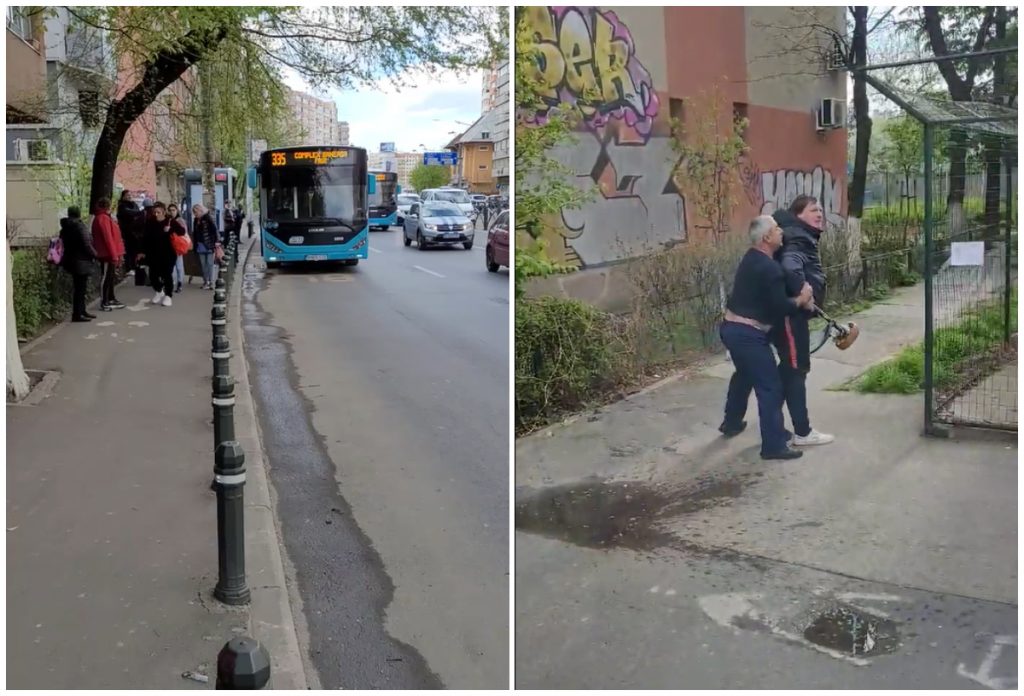 Scene de film de acțiune în București. Un șofer de autobuz a bătut un livrator și i-a blocat pe călători în mașină