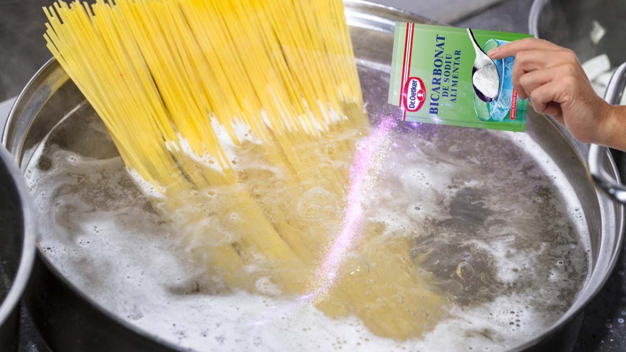 Bicarbonat de sodiu in apa in care fierbi spaghetele