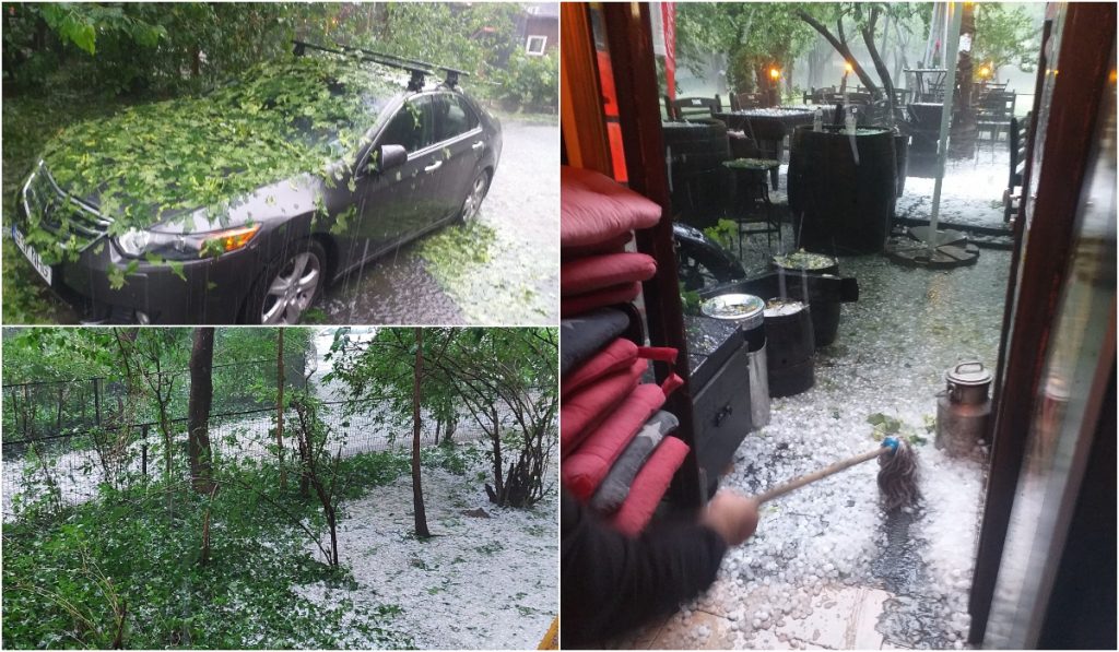 Furtuna a făcut ravagii în Bucureşti. Copaci puşi la pământ de vânt, mai multe avioane nu au putut ateriza