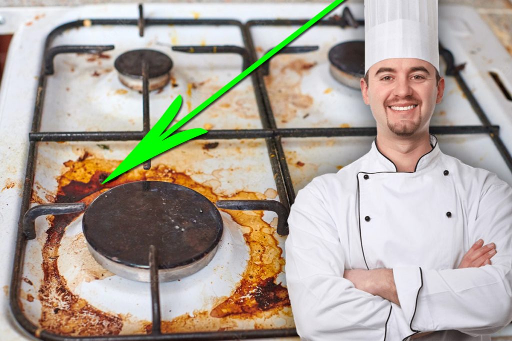 Trucul bucătarilor celebri pentru a elimina rapid arsura de pe aragaz. Ce presară peste el