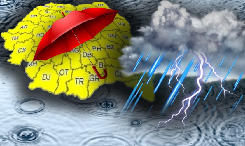 Alertă de cod galben în România. Meteorologii au anunțat ploi și vijelii în mai multe zone ale țării