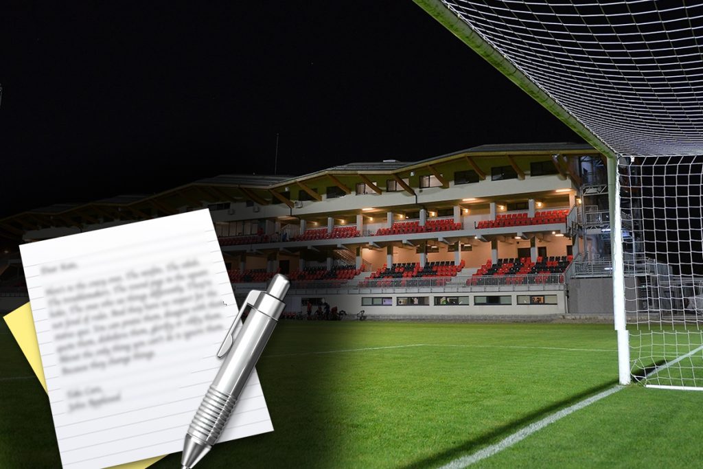 Cine e în spatele mesajului amenințător trimis pentru inaugurarea stadionului din Miercurea Ciuc. Multe galerii de fotbal l-au semnat. UPDATE- FRF nu și-a dat acordul pentru meci