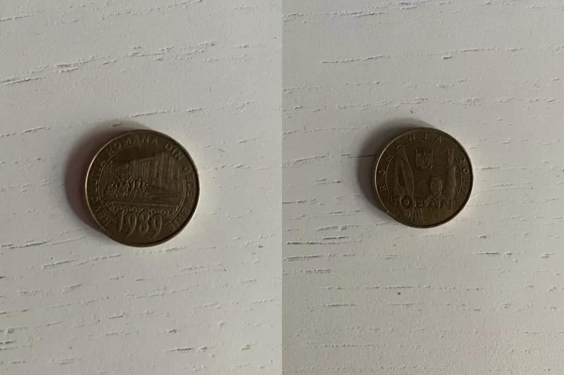 Moneda de 50 de bani care se vinde pe OLX
