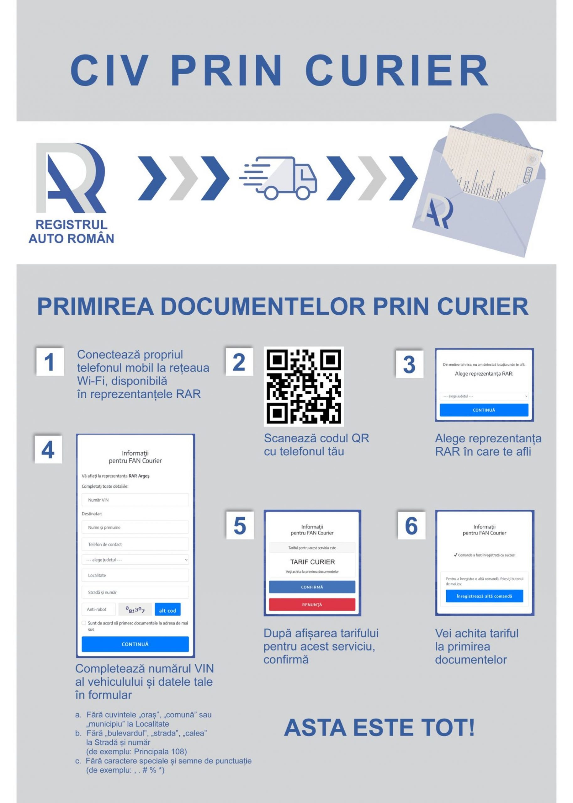 Modificare importantă anunțată de Registrul Auto Român: de acum cartea de identitate a mașinii poate fi primită și prin curier