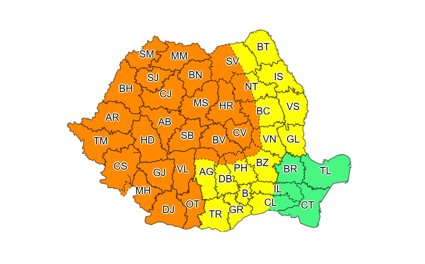 Cod portocaliu de vreme rea. Zonele din Romania in care sunt anuntate furtuni si grindina