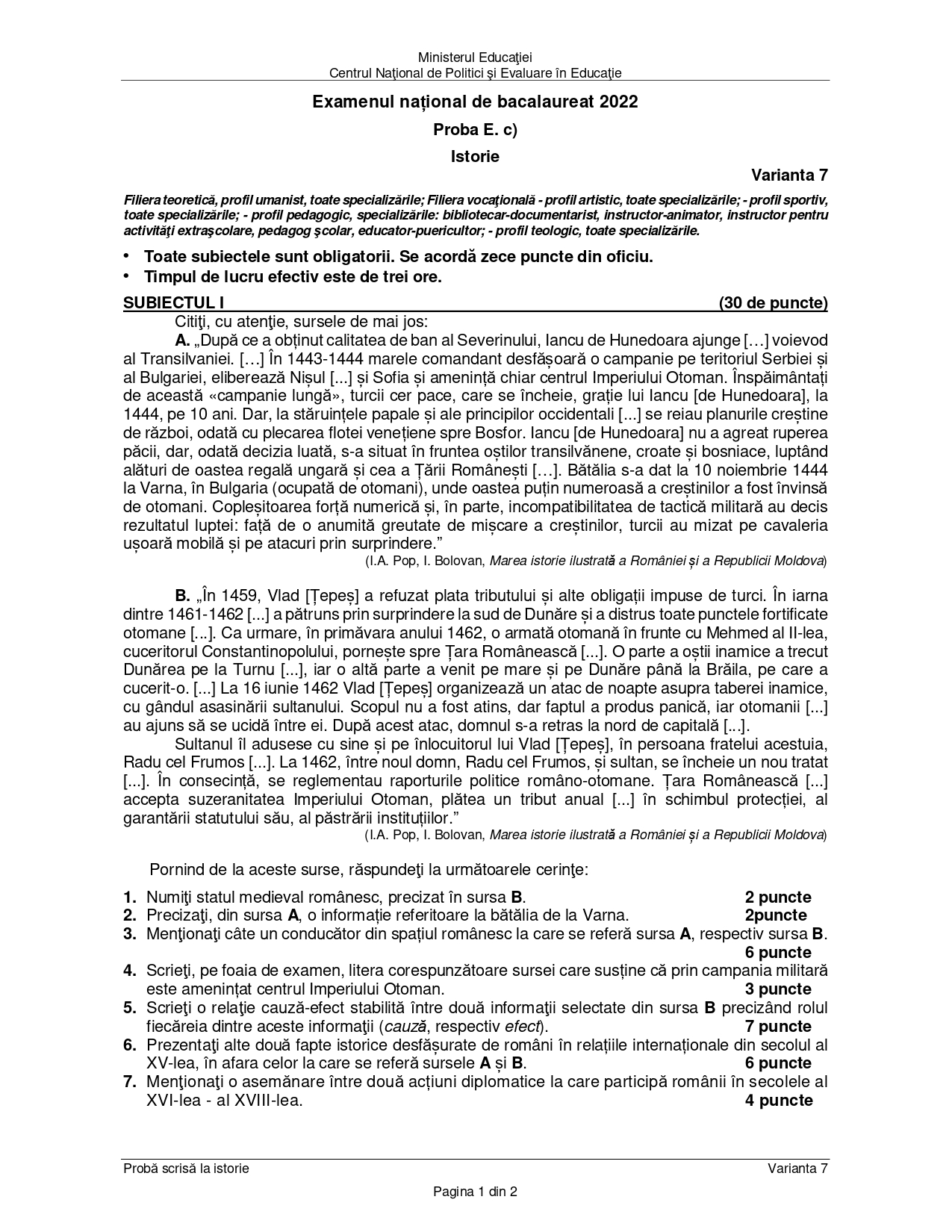 Subiecte BAC 2022 sesiunea de toamnă la istorie. Cât de dificile au fost UPDATE