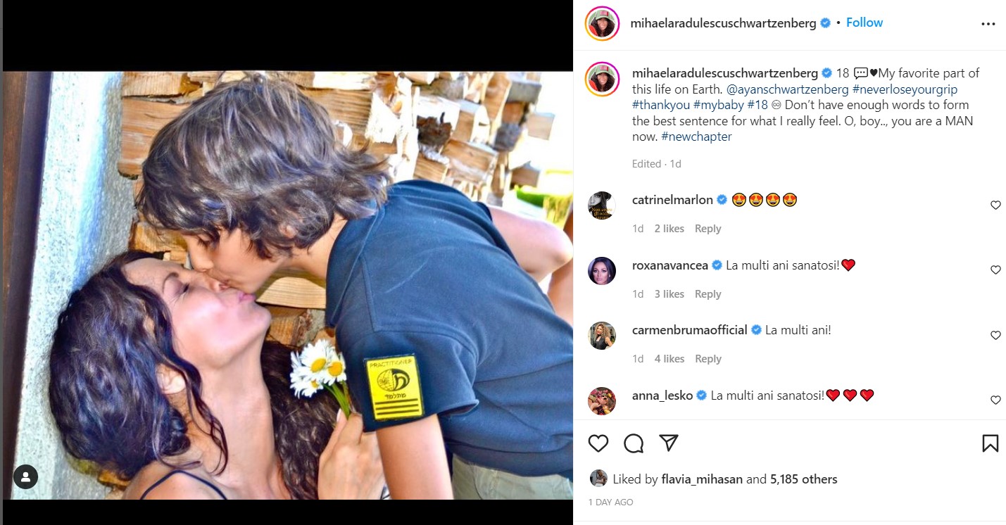Imagini de colectie cu fiul Mihaelei Radulescu. Ayan a aniversat majoratul si este un barbat in toata firea