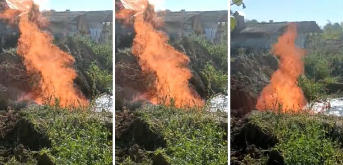 Incendiul provocat de femeia care a forat dupa apa, dar a dat de gaz, a fost lichidat