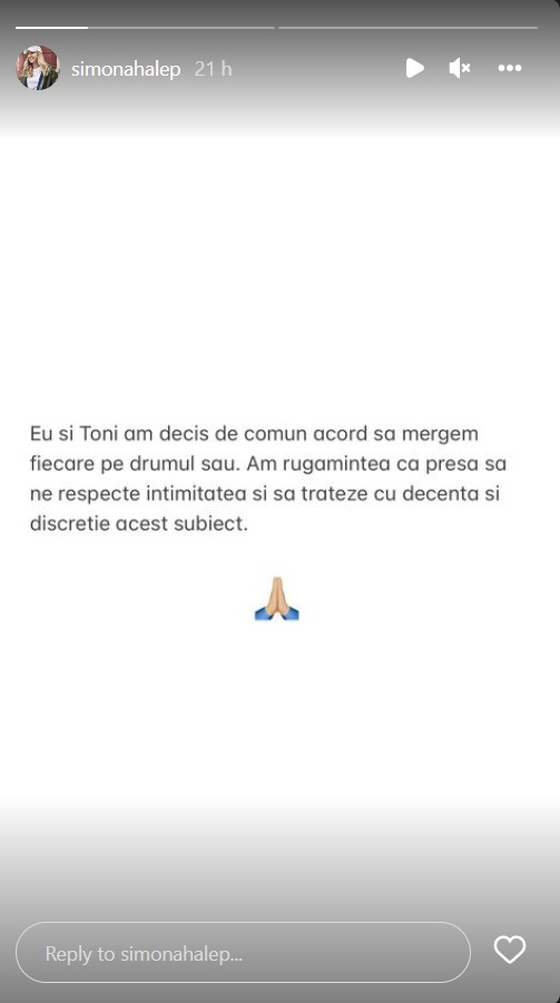 Simona Halep mesaj divort