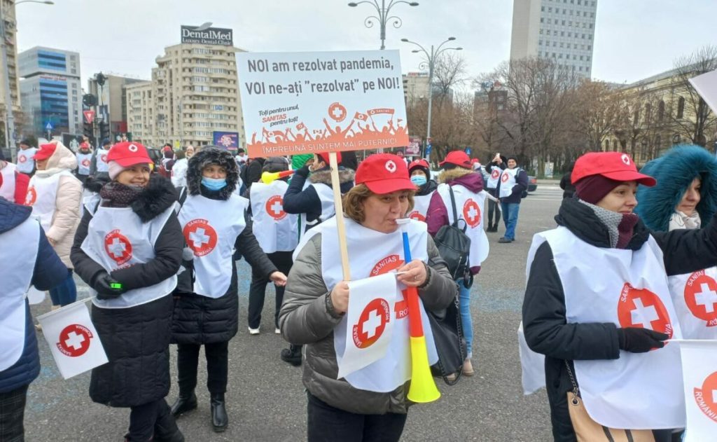 Federaţia Sanitas protestează astăzi. Nemulţumirilor sunt legate de Legea salarizării şi al subfinanţării instituţiilor medicale şi a asistenţei sociale din România