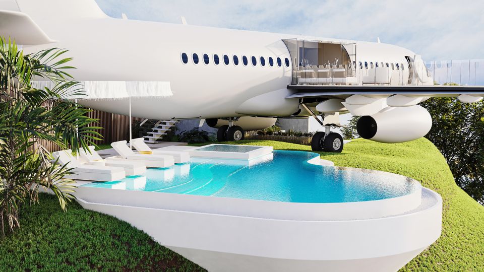 Avion transformat în vilă de lux