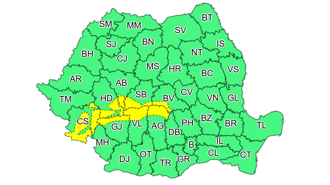 Cod galben de ploi în țară