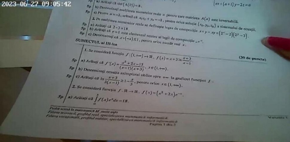 Subiecte Bac 2023 la matematica
